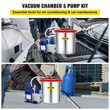 VEVOR Vacuum Chamber with Pump, 5 Gallon Vacuum Chamber Acrylic Lid, 5CFM 1/2 HP Single Stage Rotary Vane Vacuum Pump, 110V HVAC Air Tool Set for VEVOR
