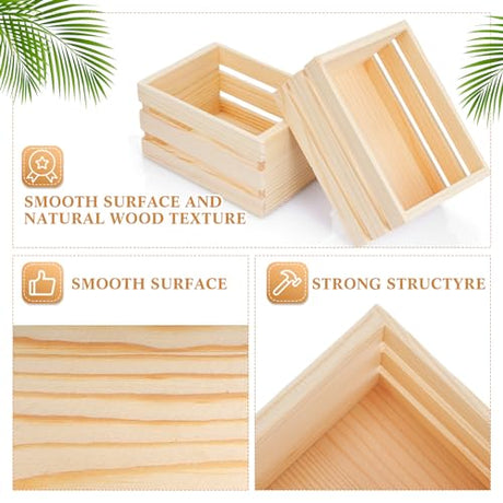 Roowest 24 Pcs Small Wooden Crates Wood Craft Nesting Wood Basket Unfinished Wooden Storage for Milk Wine Towel Toys Display Home Bathroom Roowest