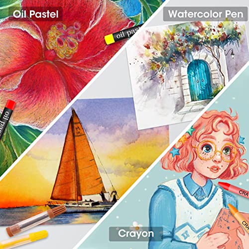 Art Supplies, 240-Piece Art Set Crafts Drawing Kits with Double Sided Trifold Easel, Includes Sketch Pads, Oil Pastels, Crayons, Colored Pencils, VigorFun