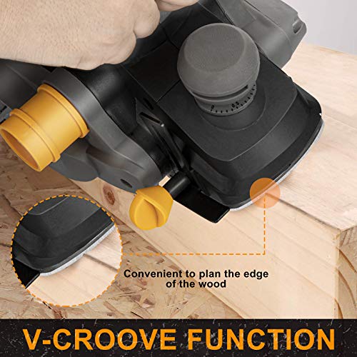 Electric Planer, JELLAS 7.5-Amp 16500 Rpm Power Hand Planer, 3-1/4 Inch Cut Width, Dual-dust out System, Dual-handle Design, Blade Protector, 2 Jellas