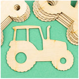 Pack of 24 Unfinished Wood Farm Tractor Cutouts - Made in USA Blank Tractor Wooden DIY Shapes for Scouts, Camps, Vacation Bible School, & Birthday Factory Direct Craft