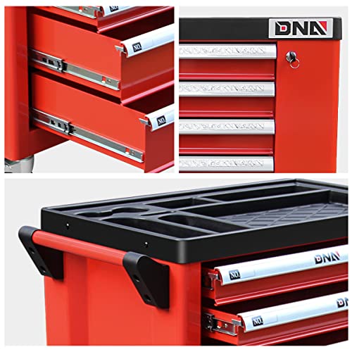 New Package DNA MOTORING 36" H X 30.5" W X 18"D Heavy Duty Lockable Slide Tool 6-Drawers Chest Rolling Tool Cart Cabinet with Keys (TOOLS-10002), Red - WoodArtSupply