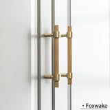 foxwake Wood and Brass Dresser Handles 0~3 Inch Double Hole 4Set Adjustable Center to Center Euro Scandi-Modern Kitchen Cabinet Pull, Unfinished DIY foxwake