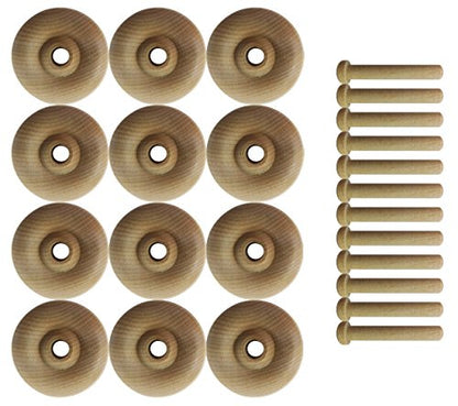 Wood Wheels - 12 Pack with Free Axle Pegs - Made in USA (2" Diameter) - WoodArtSupply