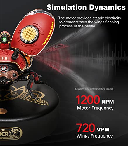 ROKR 3D Metal Model Kits for Adults Scout Beetle - 147PCS 3D Metal Puzzle Electric Mechanical Plastic Building Kit Hobby Kit Gift for ROKR