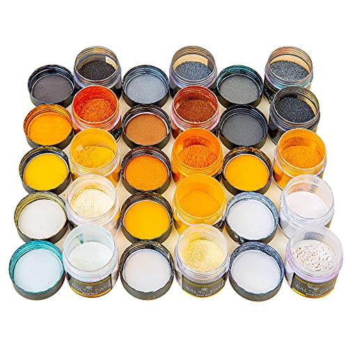 BALTIC DAY - Mica Powder, 60 x 5g Jars of Mica Powder for Epoxy Resin Set - Epoxy Resin Color Pigment Powder - Pigments for Soap Making, Candle, BALTIC DAY