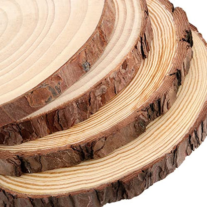 JEUIHAU 6 PCS 7-8 Inches Natural Unfinished Wood Slices, Round Wooden Tree Bark Discs, Wooden Circles for DIY Crafts, Christmas, Rustic Wedding - WoodArtSupply