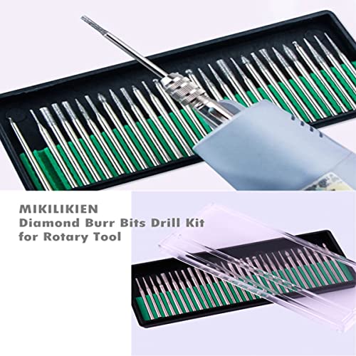 Diamond Burr Bits,MIKILIKIEN Drill Kit for Rotary Tool Metal Woodworking Router Grinding Engraving Carving- 1/8"(3mm) Shank Pack of 120Pcs/ 4Sets MIKILIKIEN