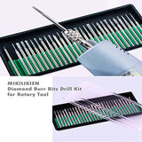 Diamond Burr Bits,MIKILIKIEN Drill Kit for Rotary Tool Metal Woodworking Router Grinding Engraving Carving- 1/8"(3mm) Shank Pack of 120Pcs/ 4Sets MIKILIKIEN