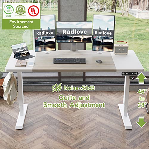 Radlove Electric Height Adjustable Standing Desk, 63x 30 Inches Stand Up Desk Workstation, Splice Board Home Office Computer Standing Table Ergonomic Radlove