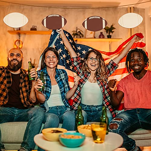 8 Pcs Wooden Football Cutouts Unfinished Wood Sports Themed Cutout Blank Wooden Football Shape Wood Hanging Slice Ornaments for DIY Crafts Door AWIZOM