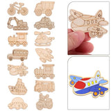 SEWACC 50pcs Truck Unfinished Wood Slices Unpainted Cutout DIY Blank Car Vehicle Bicycle Excavator Helicopter Wooden Ornaments Cutout to Paint (Mixed SEWACC