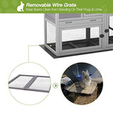 Gutinneen Rabbit House Indoor Outdoor Rabbit Hutch with Ventilation Door,Wooden Bunny cage with No LeakageTray, Removable Bottom Wire Mesh & PVC GUTINNEEN