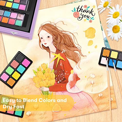 iBayam Art Supplies, 150-Pack Deluxe Wooden Art Set Crafts Drawing Painting Kit with 1 Coloring Book, 2 Sketch Pads, Creative Gift Box for Adults iBayam