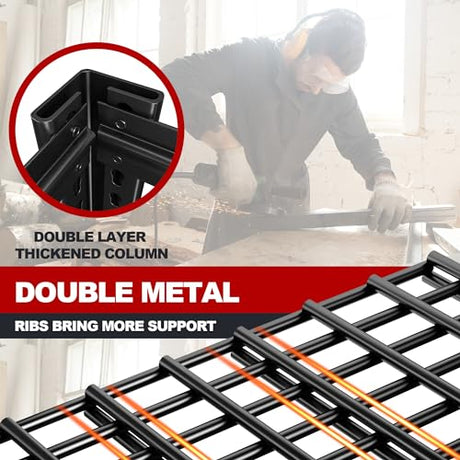 REIBII 48''W Garage Shelving Heavy Duty Loads 2500LBS Garage Storage Shelves Heavy Duty Shelving 5 Tier Adjustable Metal Shelving for Garage Storage REIBII