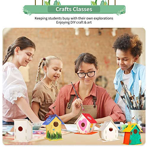 ILHSTY 18 Pack Large Paintable DIY Wooden Bird Houses Kits for Kids, Kids Crafts Wood Houses for Crafts Class Parties Birthday, DIY Crafts and Art - WoodArtSupply