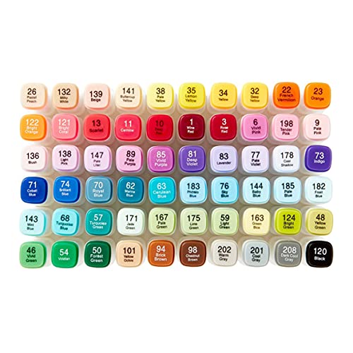 KINGART, Chisel & Fine Tip, Alcohol-Based Ink, Storage Case Double-Ended Sketch Markers, Assorted 60 Piece KINGART