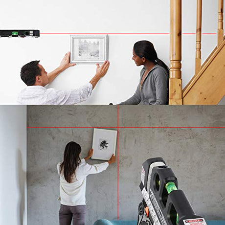 Laser Level Tool, Multipurpose Laser Level Kit Standard Cross Line Laser level Laser Line leveler Beam Tool with Metric Rulers by QPEUIM QPEUIM