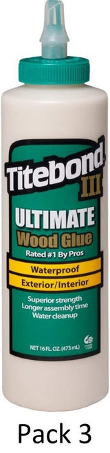 Titebond III Ultimate Wood Glue, 16-Ounces #1414, 3 Pack - WoodArtSupply