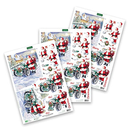 Katy Sue Santa Claus-Themed Paper Tole 3D Die Cut Decoupage Selection Pack. Contains 12 Die-Cut Sheets in Letter Size (4 Designs, 3 Copies of Each) - - WoodArtSupply