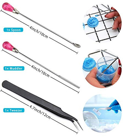 Resin Tools Set 22pcs, A3 Silicone Sheet, 100 ml Measuring Cups, Silicone Mixing Cups, Silicone Brushes Stir Sticks Spoons, Pipette for Epoxy Resin