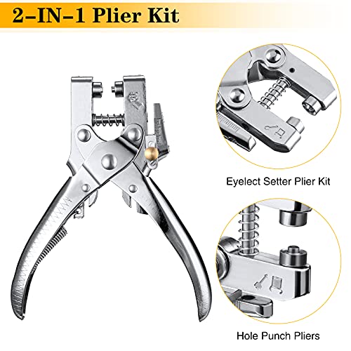 3/16 Inch Grommet Tool Kit Grommet Eyelet Plier Set Eyelet Hole Punch Pliers Grommet Hand Press Pliers with 200 Pieces of Grommets Eyelets for Shoes - WoodArtSupply