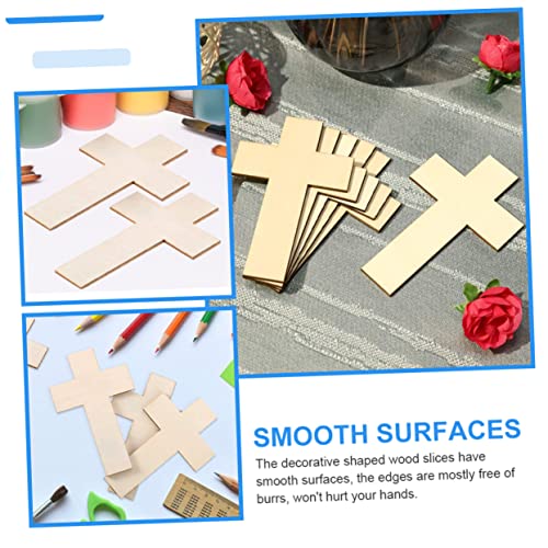 SEWACC 90 Pcs Easter Cross Holy Thursday Decoration Blank Wood Cutouts Unfinished Wood Cross Cutouts Wood Disc Unfinished Cross Cutouts Wood Chips SEWACC