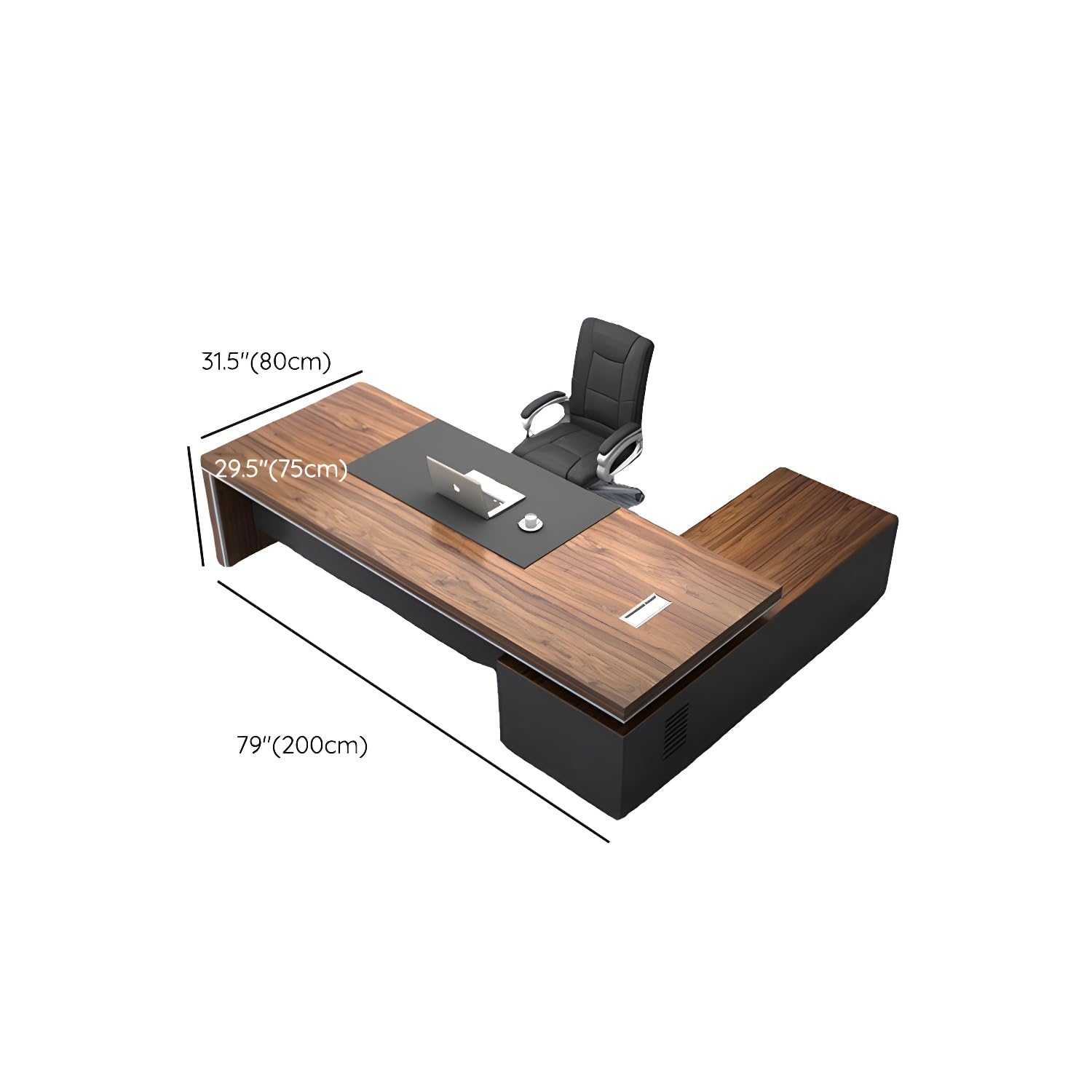 XINDAR Wood Office Desk, Modern L-Shape Executive Desk with Wood Sled Base and Cable Management – Brown (78.7" L x 31.5" W x 29.5" H, Left Hand - WoodArtSupply