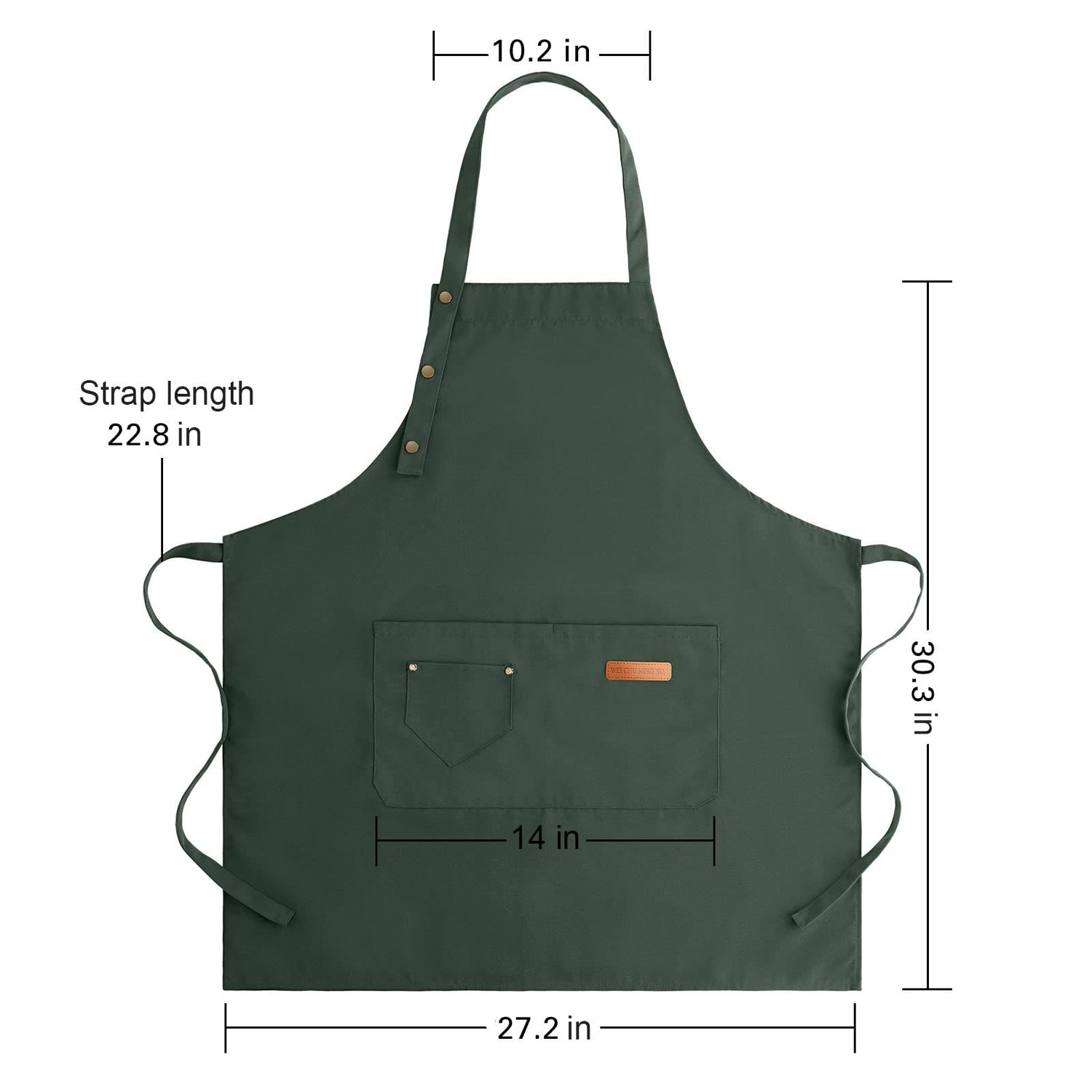 LOYGLIF Apron for Men Women with Adjustable Straps and Large Pockets, Canvas Cotton Cooking Kitchen Chef Bib Aprons Waterproof Green LOYGLIF