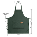 LOYGLIF Apron for Men Women with Adjustable Straps and Large Pockets, Canvas Cotton Cooking Kitchen Chef Bib Aprons Waterproof Green LOYGLIF