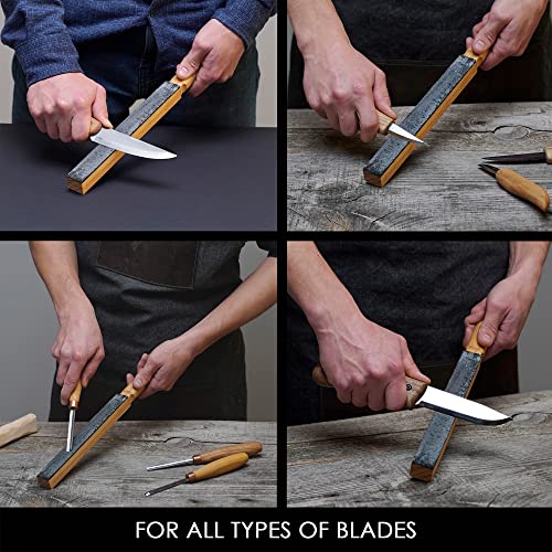 BeaverCraft Leather Strop for Knife Sharpening Strop with Polishing Compound - Stropping Leather Knife Sharpener - Carving Knife Strop Kit & Honing BeaverCraft