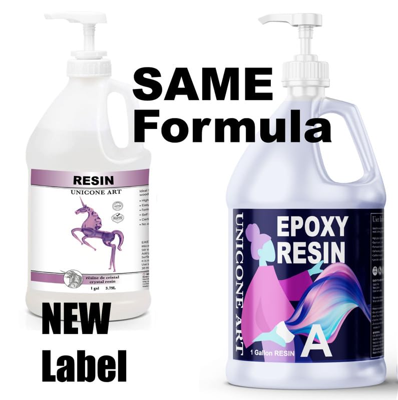 Resin Epoxy Craft Kit 2 Gallon Epoxy Resin Kit (1 Gal Resin + 1 Gal Hardener) High Gloss UV Resistant Odor-Free Art Resin, BPA-Free and Non-Toxic unicone art