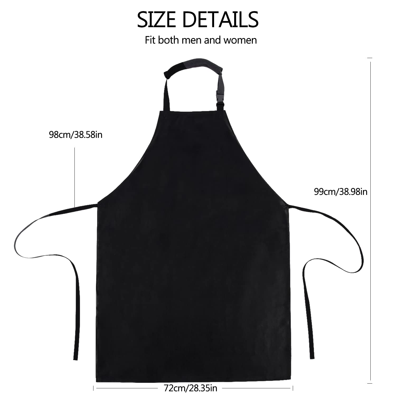 Homsolver 2 Pack Waterproof Rubber Vinyl Apron for Men, 39" Lightweight Chemical Resistant Industrial Work Apron, Adjustable Plastic Aprons for Homsolver