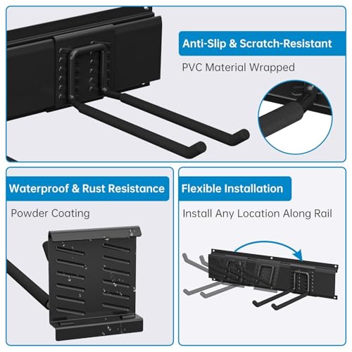TICONN Garage Organization Tool Storage Utility Rack, Heavy Duty Wall Mounted Hanger Organizer System for Shed Garden Yard Tools, Ski Gears, Broom, TICONN