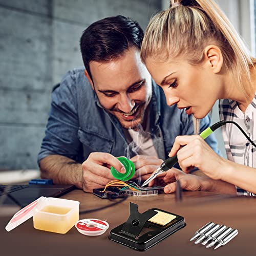 Soldering Iron Kit,100W LED Digital Solder Iron Soldering Gun kit with Ceramic Heater,11 in 1 Adjustable Temperature Soldering Kit with Tips,Solder Q-MING