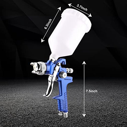 ENDOZER Professional HVLP Gravity Feed Air Spray Gun with 1.4mm Nozzles, 20 oz, 600cc - WoodArtSupply