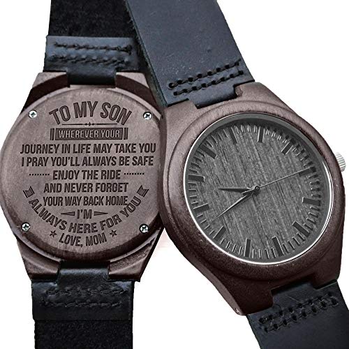 Kenon Engraved Wooden Watches for Dad, Natural Wooden Watch Customized Gifts for Dad Graduation Birthday Christmas (A-to Dad from Girl) Kenon