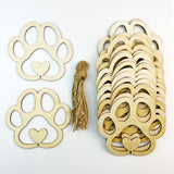 30pcs Heart Paw Shaped Wooden Cutouts Dog Cat Claws Cutouts Unfinished Wood Pet Paw Wood DIY Craft Embellishments Gift Ornaments Decoration, 3.9 x JEKEJIAJIU