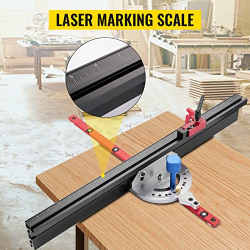 VEVOR Precision Miter Gauge, 18" Aluminum Table Saw Miter Gauge w/ 60 Degree Angled Ends for Max. Stock Support and a Repetitive Cut Flip Stop, Miter VEVOR