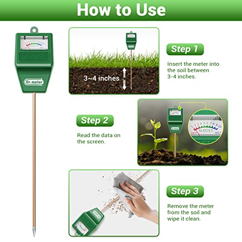 Dr.meter Soil Moisture Meter, Plant Water Meter for Garden Lawn Farm Indoor & Outdoor Use, Soil Tester Hygrometer Sensor for House Plants, Gardening - WoodArtSupply