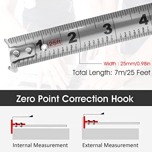 Tape Measure, 25FT Stainless Steel Measuring Tape with Double-Sided Scale Waterproof Portable Retractable Measure Ruler for Household Agricultural Ihvewuo