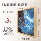 Unfinished Birch Wood Boards Canvas for Painting, 5 Packs 3/4’’ Deep Cupohus 11’’ x 14’’ Wooden Cradled Panels for Pouring Art, Crfats, Paints and Cupohus
