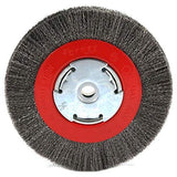 Forney 72751 Wire Bench Wheel Brush, Narrow Face Fine Crimped with 1/2-Inch and 5/8-Inch Arbor, 6-Inch-by-.008-Inch Forney