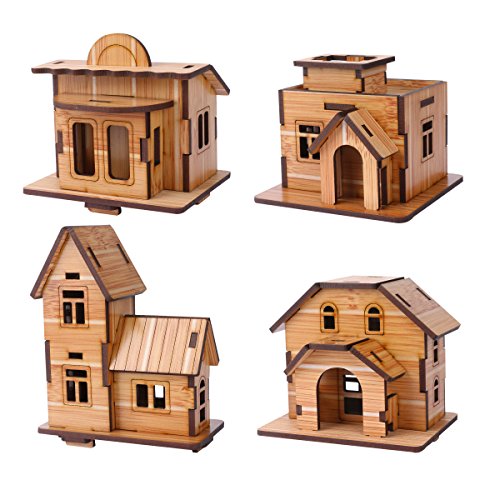ZOSEN 3D Wooden Puzzle, Mini DIY Model House Kit Educational Toys Jigsaw Puzzles Gift for Children and Adult ZOSEN