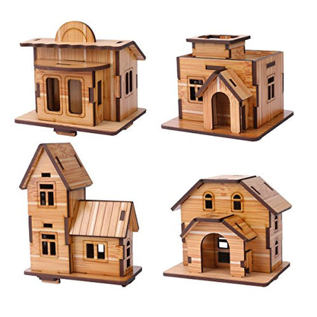 ZOSEN 3D Wooden Puzzle, Mini DIY Model House Kit Educational Toys Jigsaw Puzzles Gift for Children and Adult ZOSEN