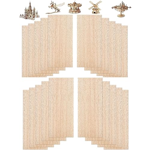 20 Pieces Balsa Wood Sheets 1/8 Inch Thick 12 x 4 Inch Unfinished Wooden Board for Craft Hobby Model Making Models of House Airplane Ship Boat DIY ACXFOND