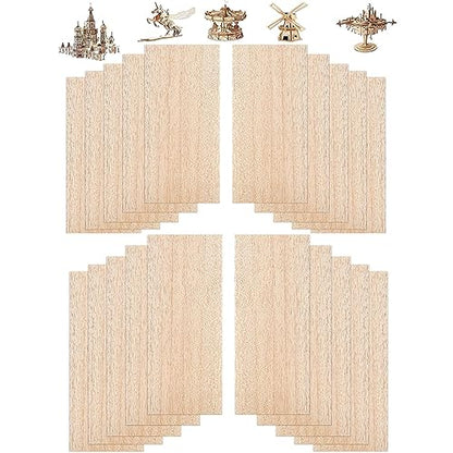 20 Pieces Balsa Wood Sheets 1/8 Inch Thick 12 x 4 Inch Unfinished Wooden Board for Craft Hobby Model Making Models of House Airplane Ship Boat DIY - WoodArtSupply