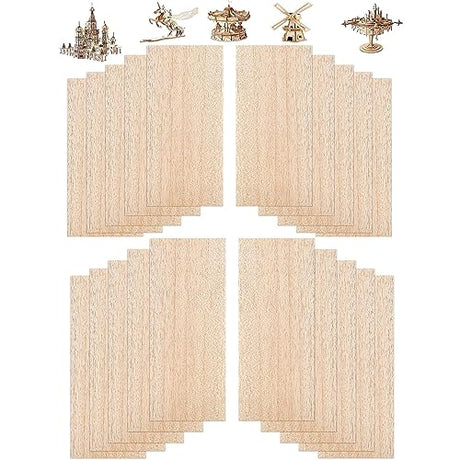 20 Pieces Balsa Wood Sheets 1/8 Inch Thick 12 x 4 Inch Unfinished Wooden Board for Craft Hobby Model Making Models of House Airplane Ship Boat DIY ACXFOND