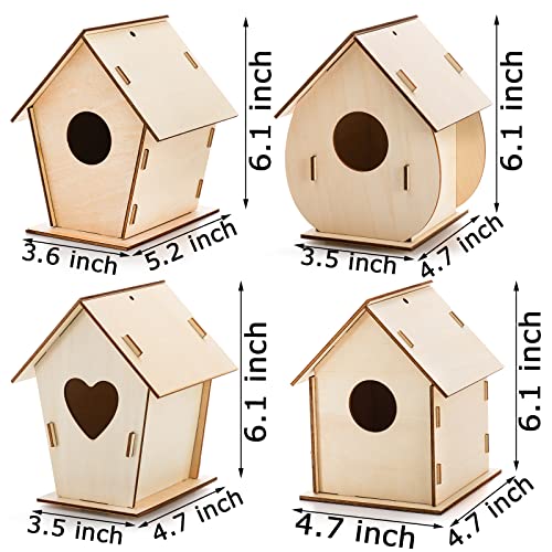 Coloch 6 Pack DIY Birdhouse Kits, Wooden Crafts Arts for Children to Build and Paint (Includes Paints, and Brushes), Painting Puzzle DIY Wooden Coloch