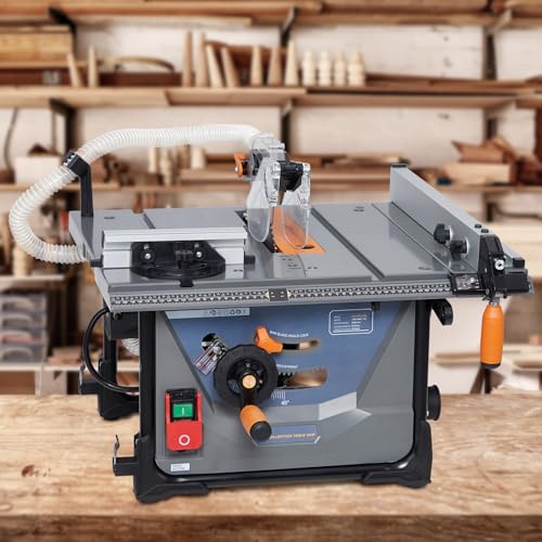 Table Saw for Jobsite, 98% Vacuuming Rate Table Saw 8.5 inch，Cutting Speed up to 5000RPM，2000W,15A Tablesaw with Low Noise for DIY Woodworking and